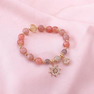 Cadeia de link Strawberry Crystal Moonstone Bracelet Feminino Fabricantes de Jóias de Jóias Piratas de Chave