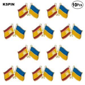 İspanya ve Ukrayna Dostluk Broş Yaka Pin Bayrağı rozeti Broş Pins Rozetleri 10 Adet bir Lot
