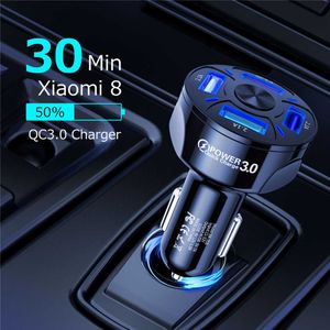 Caricabatteria da auto multi USB a 4 porte 48W Quick 7A Mini ricarica rapida QC3.0 per iPhone 12 Adattatore per telefono cellulare Xiaomi Huawei Dispositivi Android