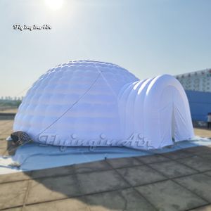 Tragbares LED-aufblasbares Kuppel-Partyzelt, 10 m, weißes Werbezelt, aufblasbares Iglu mit RGB-Licht für Outdoor-Events