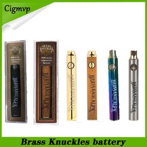 Brass Knuckles Vape Battery mAh mAh Variable Voltage Preheat E Cigarette VV Batteries For Thraed Thick Oil Cartridge Vision spinner