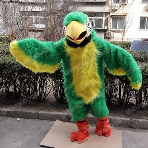 Performance Green Parrot Mascot Costume Halloween Christmas Fancy Party Dress Cartoon Character Outfit Suit Carnival Unisex Adults Outfit