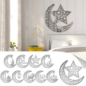 Party Supplies Ramadan Mirror Stickers Moon And Star Decal Islamic Wall Art Decals Eid Mubarak Home Decoration