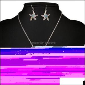 Wholesale star novelties resale online - Chokers Necklaces Pendants Jewelry Novelty Womens Necklace Earring Sets Fish Star Pendant Sier Plated Metal Chain Seedbeads Decoration Set