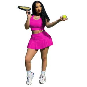 Sommertracksanzuiten Frauen Tennisrock Baseball Sets Yoga Sport Shorts 2 Stück Kleid Outfits Fitnessstudio Jogger Desinger Kleidung Plus Größe