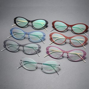 Sunglasses Small frame Head Womens Cat Eye Fashion Sunglasses Frames Optical Eyeglasses Computer Pure Titanium