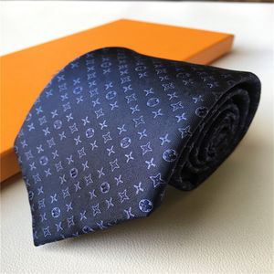 Lüks yüksek kaliteli tasarımcı erkekler mektubu% 100 kravat ipek kravat siyah mavi aldult jacquard parti düğün iş dokuma moda tasarımı Hawaii boyun bağları kutu 129
