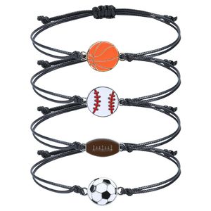 Wachsseil geflochtene Armbänder, kreatives Basketball, Baseball, Fußball, Sportarmband, Modeaccessoires