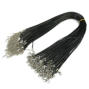 Wholesale leather cord black for sale - Group buy Black Wax Leather Snake Necklace cm cm Cord String Rope Wire Extender Chain with Lobster Clasp DIY Fashion jewelry component210a