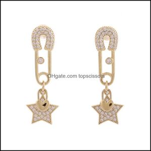 Body Arts Heart Star Dangle Jewelry Pin ￶rh￤ngen Hoop Paperclip Earring med Zircon Drop Delivery 2021 TopScissors DHMRR