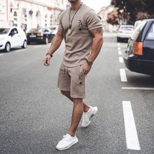 Men's Tracksuits Summer Men's Short Sleeve T-shirt Shorts Tracksuit Sets Fashion Casual Ace Spades Card Letters Print Brand Clothing 2 P