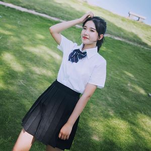 Kleidung Sets Koreanische Schulmädchen Uniform Faltenröcke japanische hohe Taille karierte Rock sexy JK -Uniformen für Frau Volles Setclothing