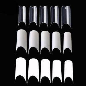 500 st väska professionella franska falska naglar Vit Clear Square Curved Tips Ongles Decoration Art Artificial Salon 220716