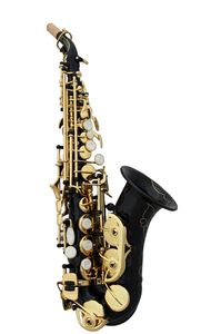 Professionella musikinstrument svart guld sopran saxofon B platt mässing diskant liten böjrör saxofon