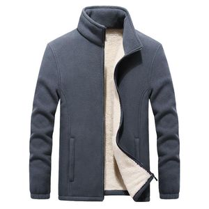 Herrjackor Män sherpa fleece tjock kappa grå utomhussport topp plus size fat man jackmen's