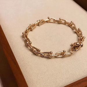 Tiff Tany Designer Link,Chain Crystal U-shaped Buckle Metal Bangle Bracelet Statement Gold Silver hardwear U-Link Fashion Pulseras Women Love Bijoux Gift blue box