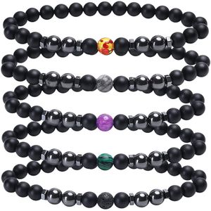 Magnetic Matte Onyx Beaded Anklet 9Inch Women Strand Anti Swelling Therapy Ankle Hematite Bracelet for Healing Chakra Weight Loss Circle Star Beach Lady Jewelry