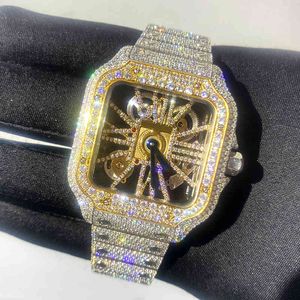 Orologio da uomo con diamanti VVS da uomo con gioielli hip-hop personalizzati, orologi Moissanite ghiacciati