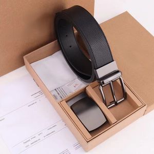 Berömd helt ny Pin Buckle Home Cow Cow Leather Belt Business Double Buckle Gift Set Korean Fashion Men Designer Classic Luxury Topselling