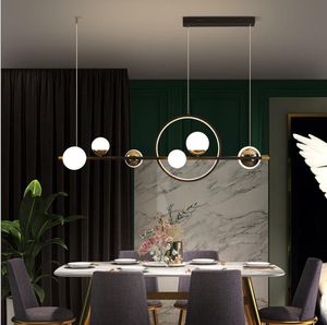 Modern LED -ljuskrona Glass Boll Black Long Pendant Lamp för matsal Bar Restaurang Kaffekontor Hängande ljus