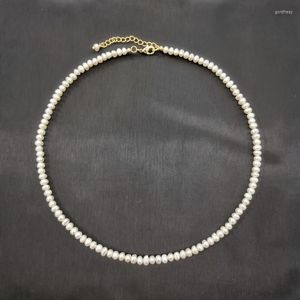 Chains 4mm White Freshwater Pearl Necklace 14K Gold Filled Adjustable Chain Pearls Beaded Exquisite Choker Collier Perles Perlas WomenChains