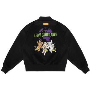 Hip Hop Furry List Anioł Kid Hafdery Varsity Jackets Men Autumn Vintage High Street HARAJUU WAGGY BOMBER PLATS STREETWEAR 220805