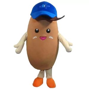 Performance Blue Hat Potato Mascot Costume Halloween Christmas Fancy Party Cartoon Character Outfit Suit Adult Women Men Dress Carnival Unisex Adults