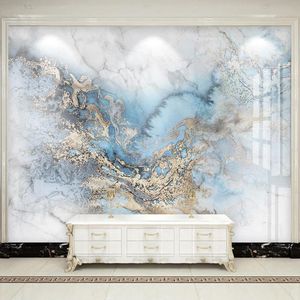 Wallpapers Modern Abstract Blue Marble Wallpaper Living Room TV Sofa Background Decor Poster Sticker PVC Self-Adhesive Removable Wall PaperW
