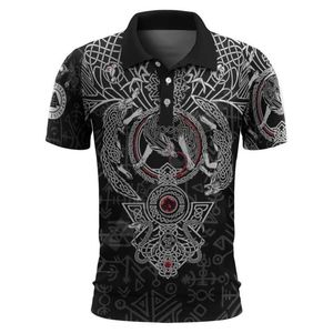 Викинг Стиль Рубашки оптовых-Мужские футболки Hawaii Рубашка викинга тату