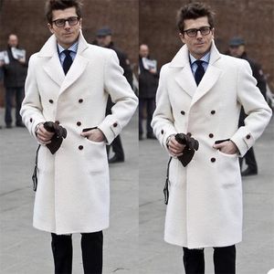 Мужские костюмы Blazers Сплошные белые шерстяные мужчины пальто в Англии стиль толстый плюс размер двубортный длинный пальто повседневная зимняя теплая куртка