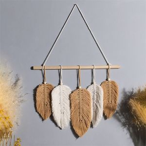 Leaf Macrame Hanging Boho Decor Woven Aesthetic Wall Tapestry Home living Room Wedding Decoration Gift 220622