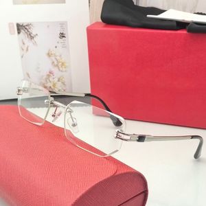 Simple classic style rimless sunglasses business casual sunglasses frame mens and womens design square frame metal buckle decoration