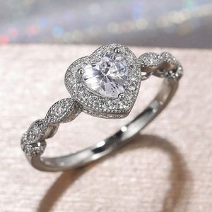 Cubic Zircon Diamond Heat Ring Band Finger Love Women Rings Engagement Wedding rings Fashion Jewelry