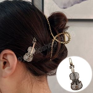 Korean Barrettes Violin Hair Clip Sweet Cute Crystal Rhinestone Barrette Headwear Women Hair Accessories