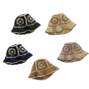 Berets Women Crochet Bucket Hat Cute Ladies Outdoor Sports Fisherman For Teenagers Casual Spring Summer SunscreenBerets