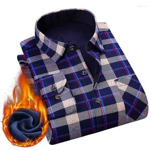 Camisas casuais masculinas lã de lã grossa de camisa de camisa moda moda de inverno blusa estampada xadrez slim para homens roupas retrô