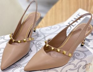 Sandals small goatskin back lace up stud engraved pumps heel height cm upper with tonal ties trim
