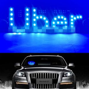LED LED Sign for Uber Glow LED Sign Discors مع أكواب شفط وميض على نافذة السيارة مع سيارة DC12V