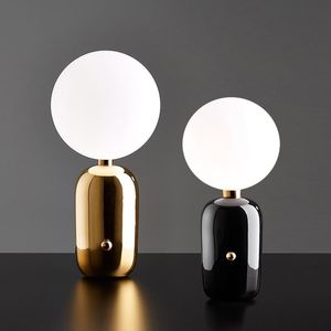 Tischlampen Nordic Schwarz Lampe Milchglas Ball Lampenschirm Schreibtisch Für Schlafzimmer Nacht Studie Wohnzimmer Dekoration Einfache BeleuchtungTisch