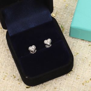 S925 silver charm stud earring with crystal pendant necklace in platinum have velet bag stamp PS4329A
