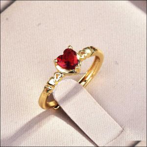 Pierścienie klastrowe miłość pierścionek serce biżuteria złoto kolor biały czerwony cz cz carshop2006 Drop dostawa 2021 Carshop2006 DHG8T