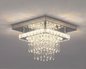 K9 Crystal LED Ceiling Light, Stainless Steel Chandelier for Hallway Aisle