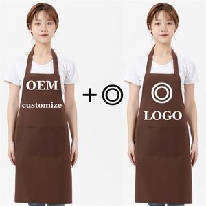 OEM Custom Design Black Unisex Kelner Restaurant z kieszonkową drukowaniem mężczyzn i fartuch