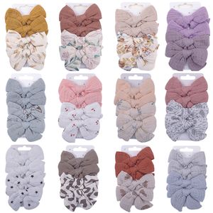 4pcs desen bebek saç klipsleri muslin pamuk saç yay çocuk kız saç tokaları çiçek baskılı saç yay barrettes props the meatwear çocuk