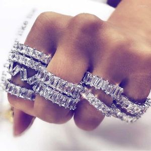 Anelli a grappolo Stile Hip Hop Pave Diamond Band Ring Set di lusso in argento sterling 925 Cocktail Party Matrimonio per donna Uomo GioielliCluster Rita22