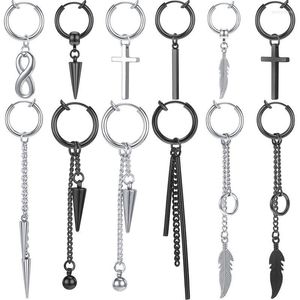 Hoepel Huggie Tassel Earring Rvs Punk Oor Manchet Cross Veer Clip Op Jewely Non Piercing WomenHoop Kirs22