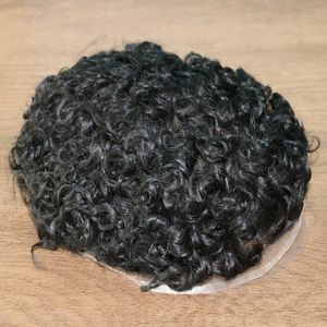 Toupee riccio da 20 mm per sistema di sostituzione dei capelli umani da uomo nero Topper per capelli pezzi per uomo disponibile colore marrone 7x9