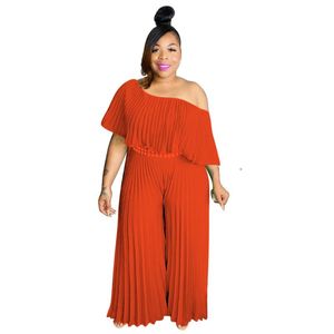 Kobiety Plus Size Pants Kambus Sumt Summer One Piece Outfits Casual Lady Tracksuit Sexy Ruffle Club Odzież 2022 Modna luźna pantswome