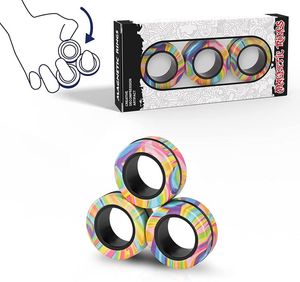 3pcs Finger Magnetic Rings Colorful Fidget Toy Set Adult Magnets Spinner for Relieve Stress Anxiety Relief Therapy 220622
