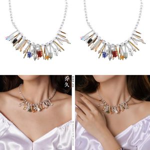 Fashion Choker Necklace Pendant Necklaces Exaggerated Crystal Glass Pearl Natural Needle Women Hip Treatment jllIVx